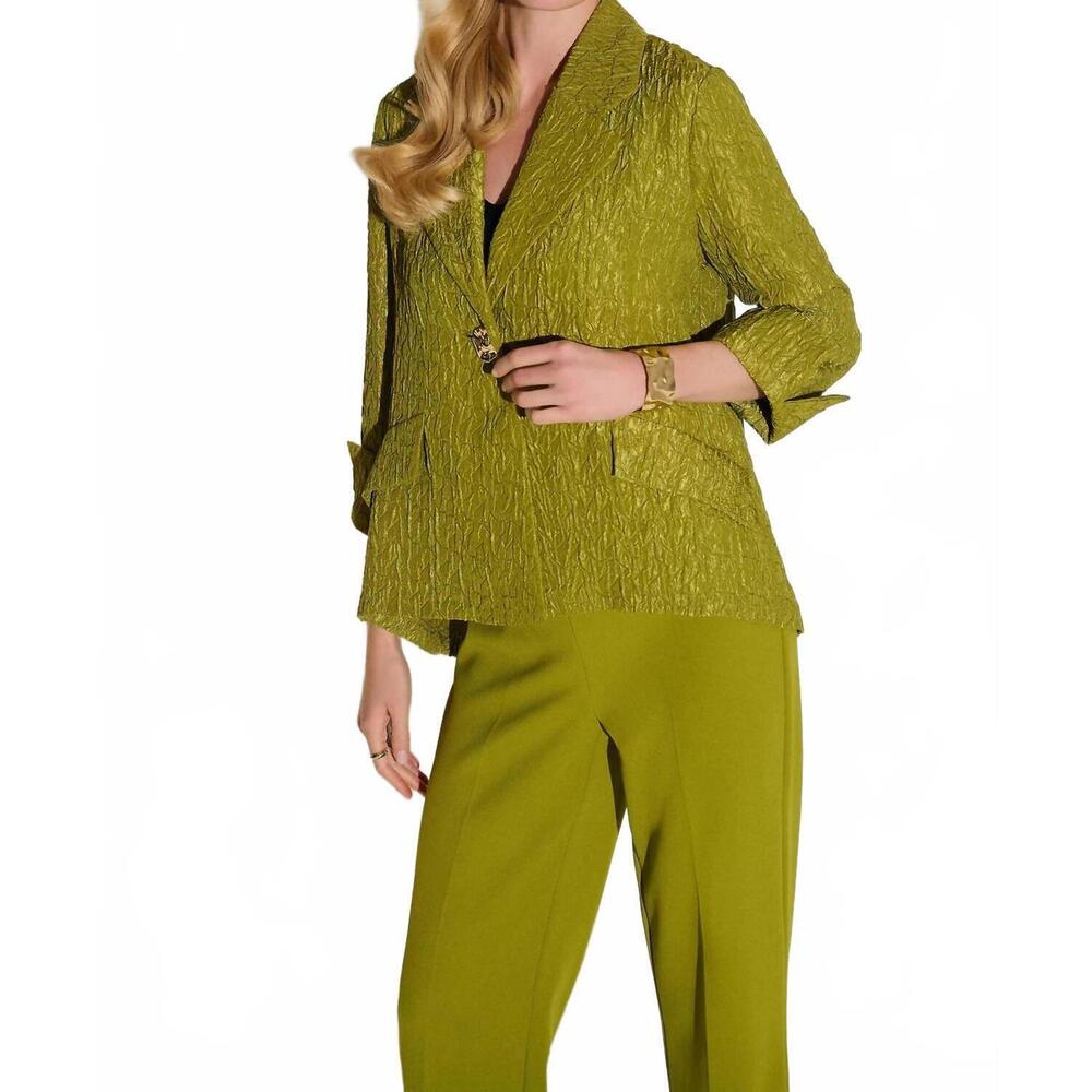 NEW JOSEPH RIBKOFF textured notched collar swing jacket in fern - Picture 3 of 7